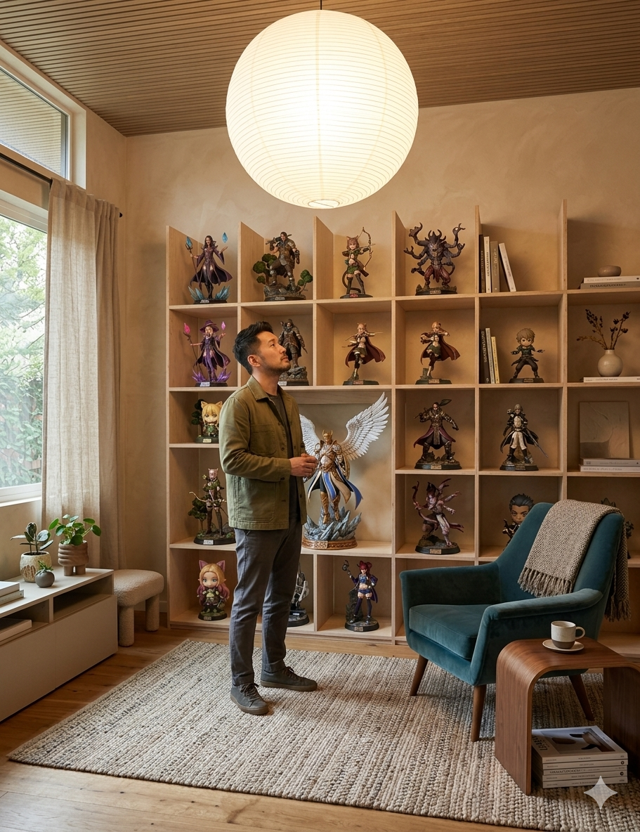 リビングにフィギュアを飾る