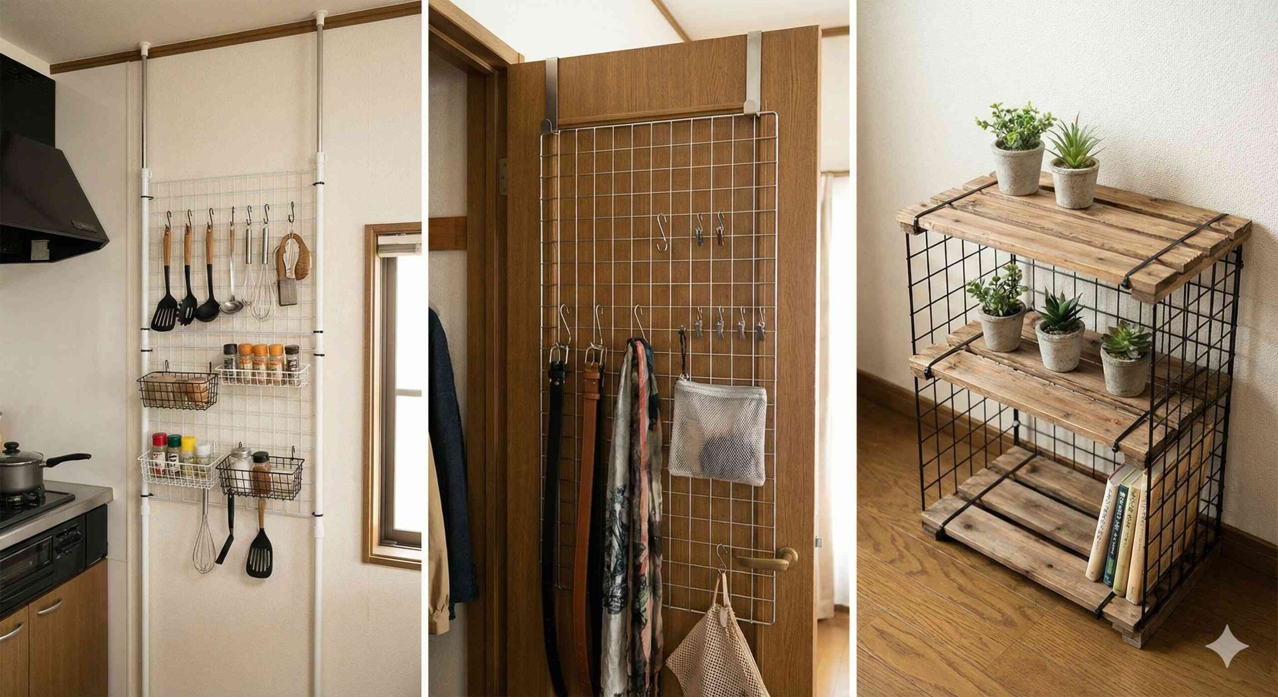 100均のアイテムでも簡単に壁収納が作れる