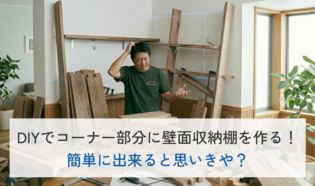 DIYでコーナー部分に壁面収納棚を作る！簡単に出来ると思いきや？