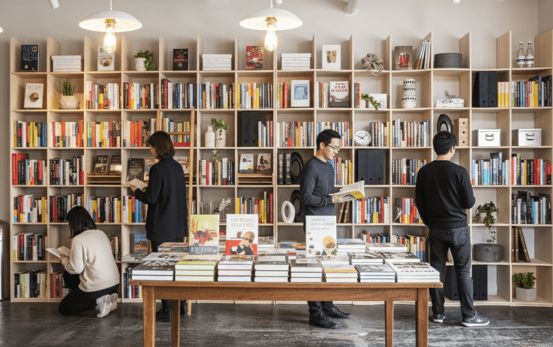 書店に最適な棚「壁面収納OSAMARU」