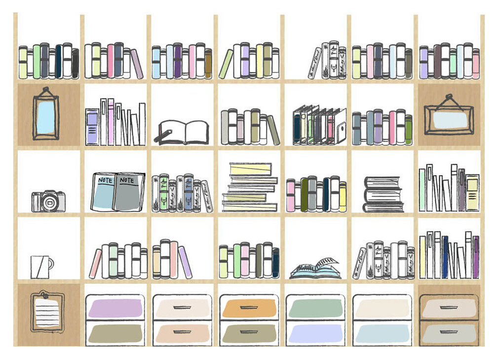 壁面収納のL字本棚で実現する「視界を埋めるコレクション」